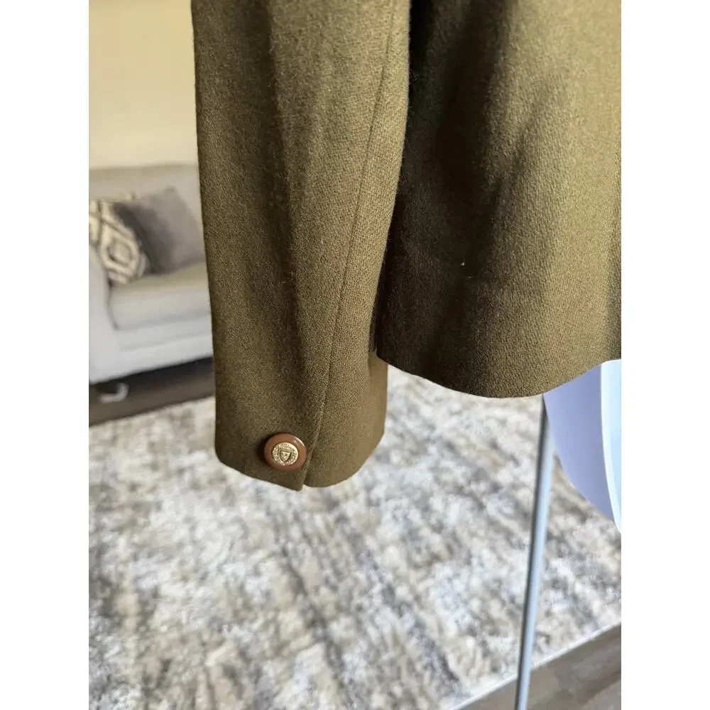 Vintage Worthington 22W 100% Wool Cropped Jacket Blazer Crest Buttons #1070